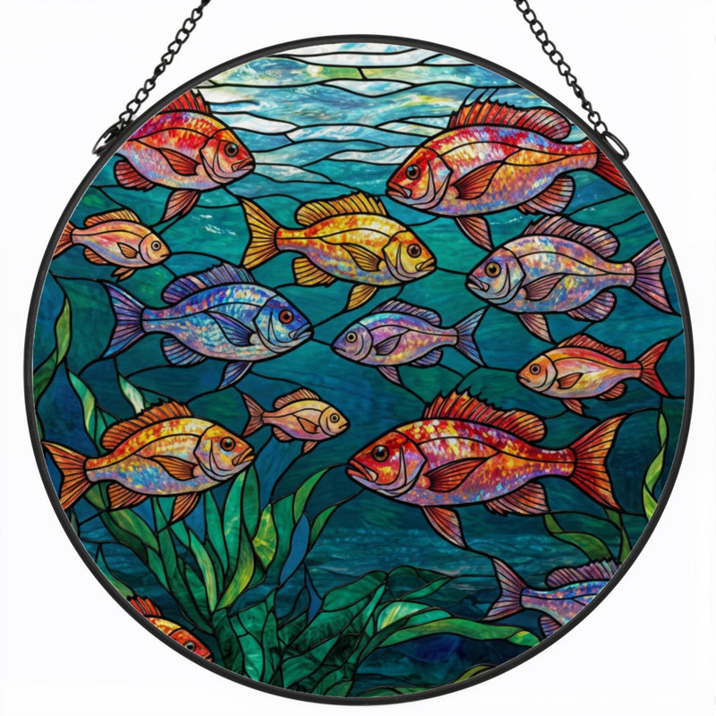Panneau de vitrail en verre coloré 7,8 po H, H 7,8 po x l 7,8 po