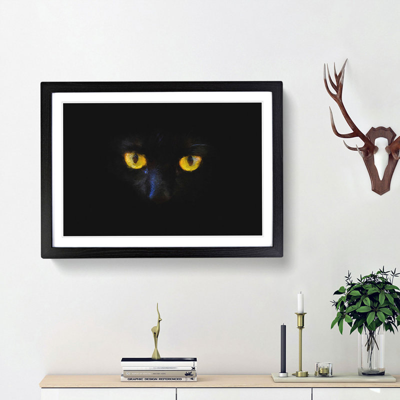 Eyes of a Cat - Picture Frame Graphic Art Print, 62cm H x 87cm W x 2cm D, Black Framed