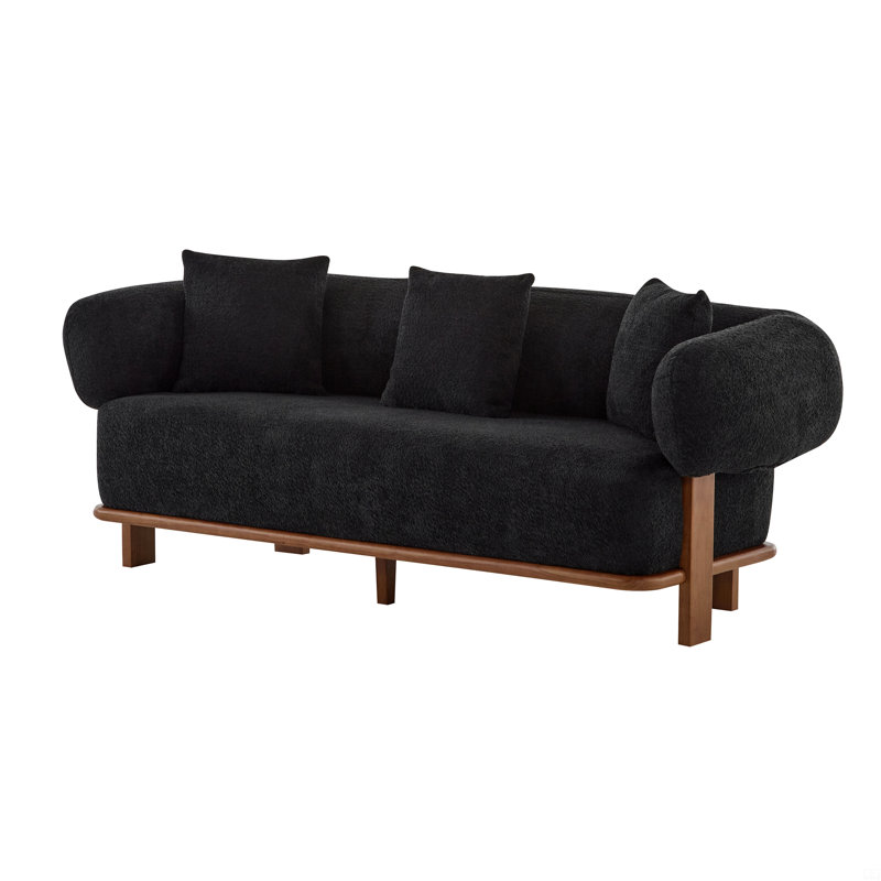 Round Arm Curved Sofa, Black