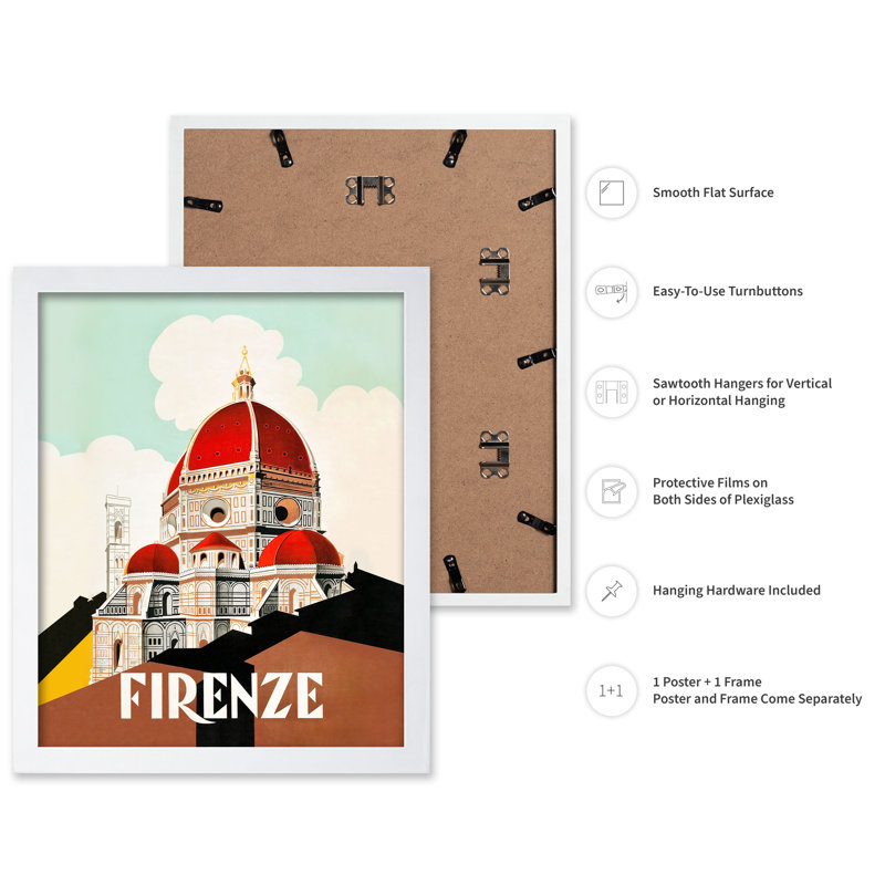 Firenze, Italie, Affiche, Encadrement blanc, H 08 po x l 10 po