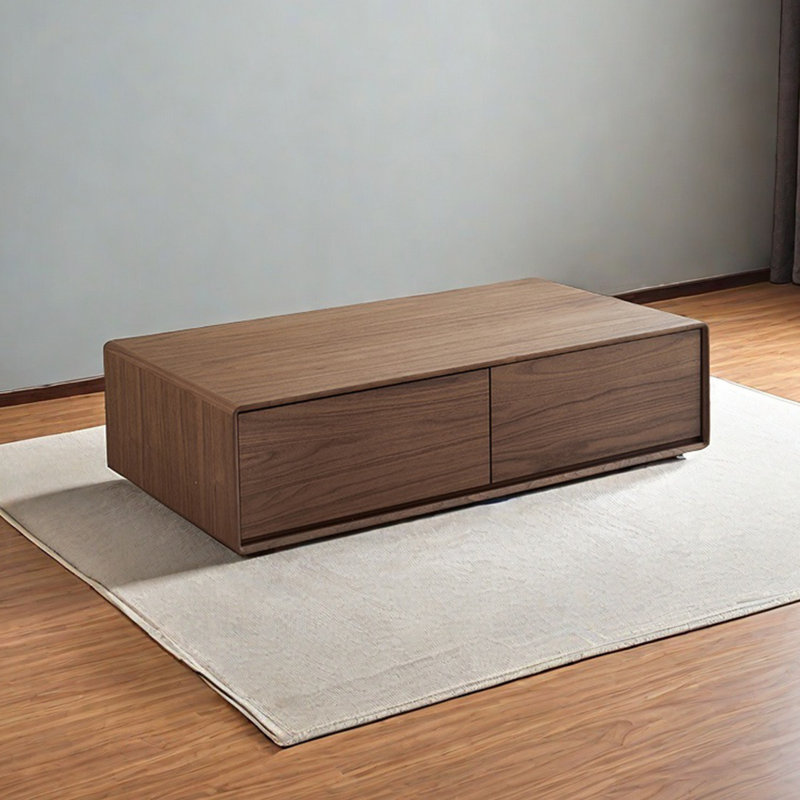 Table de salon moderne et simple rectangulaire, Noyer, Noyer foncé, H 13,8 po x L 55,1 po x l 31,5 po