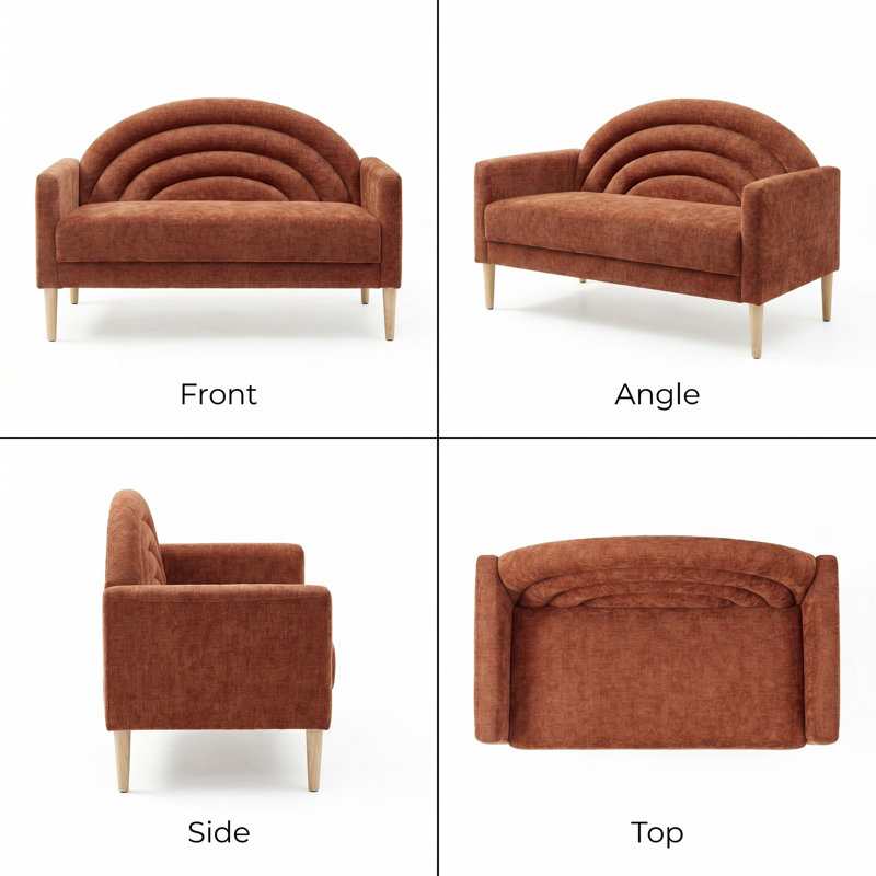 Michala Upholstered Loveseat, Ocher Polyester, 31.5" H x 49.6" W x 30.7" D
