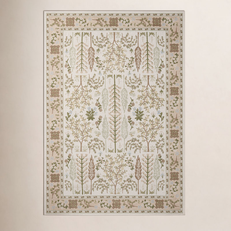 Tapis crème Rifle Paper Co. x Loloi, Rectangle 6 pi x 9 pi
