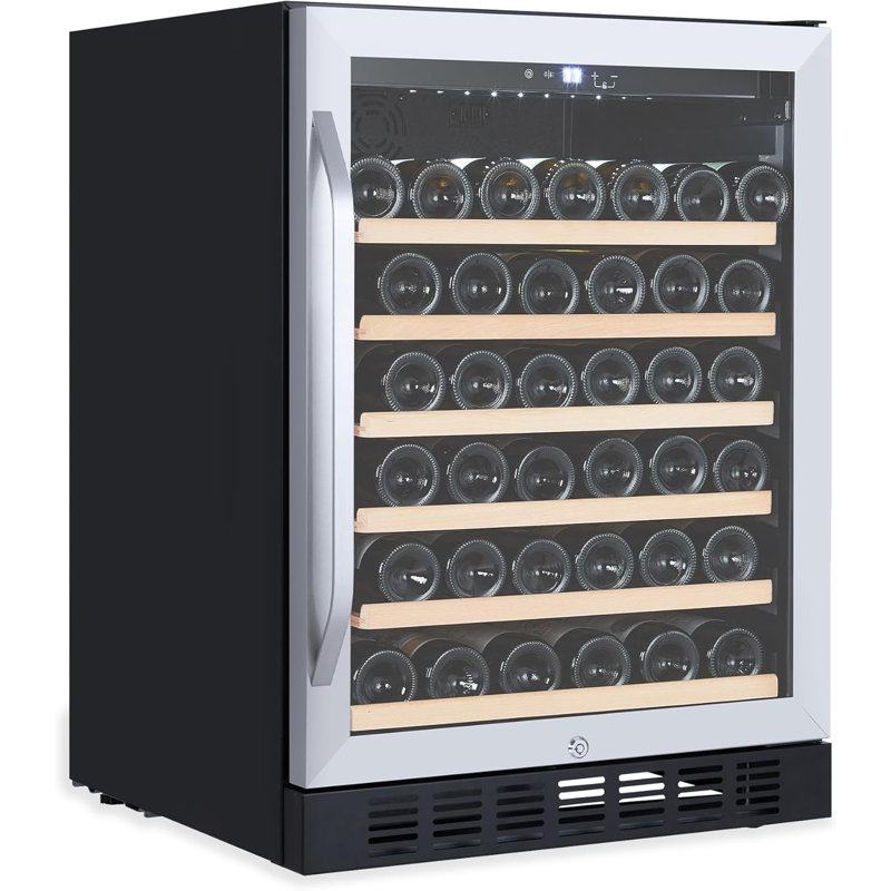 Réfrigérateur à vin pour 46 bouteilles, réfrigérateur à vin encastré ou autoportant de 24 pouces avec écran tactile numérique et porte verrouillable pour bar à domicile, cuisine