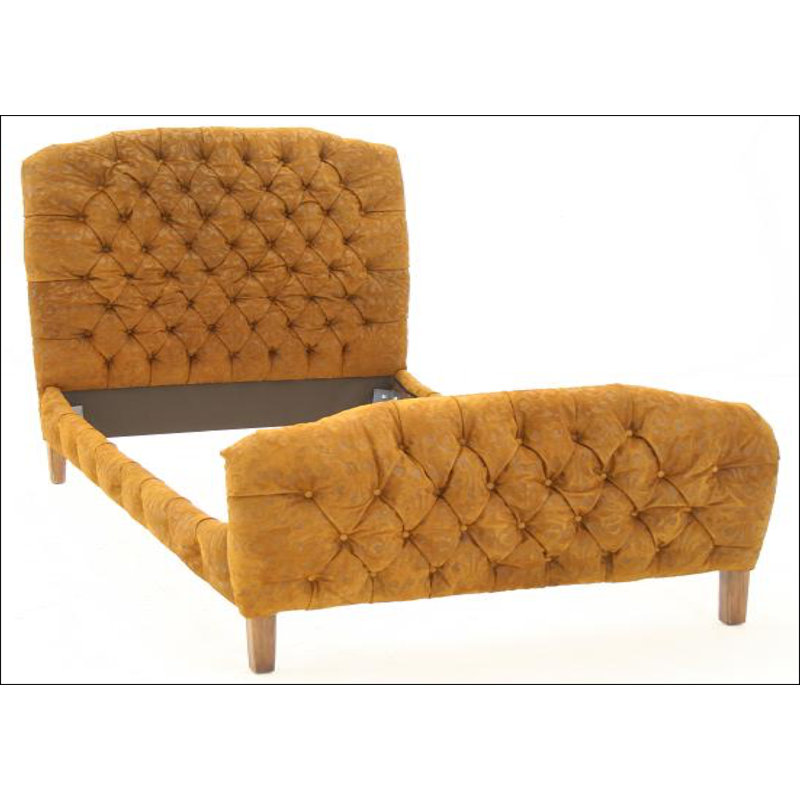 Upholstered Queen Bed, Croc Gator Brown, Brushy Bayou