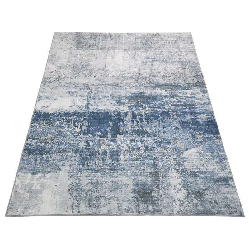 Lux Abstract Ultra soft Stain Guarded Blue/Grey Area Rug, Rectangle 200 x 290cm