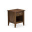 Ensemble de lit 2 pièces pour grand lit - 1 lit plateforme avec tête de lit capitonnée en tissu de lin brun capitonné et 1 table de chevet - Table de chevet au fini noyer antique-1125237268-1125237270
