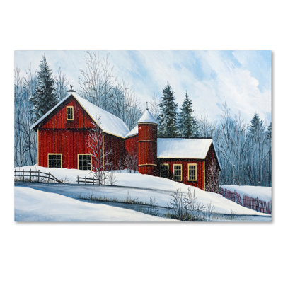 « red grange winter », reproduction sur toile tendue