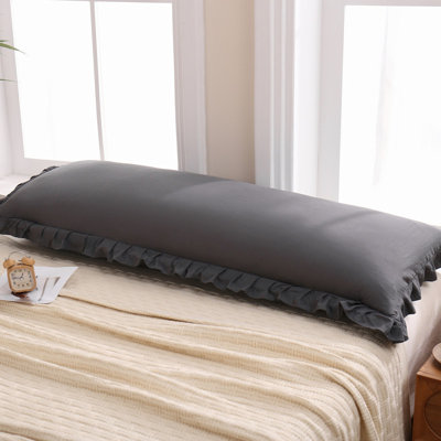 Dark Gray Body Pillow Cover 20x54inches Reversible Long Pillowcase Ruffled Body Pillowcases Cute Pillowcase Pillow Sham