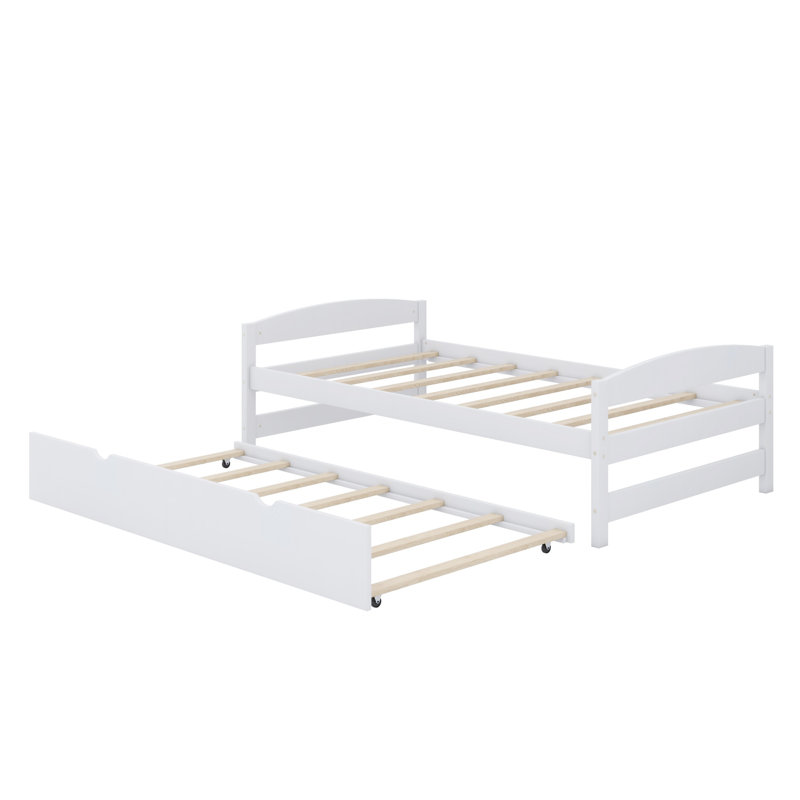 Lit plateforme avec lit gigogne, Blanc