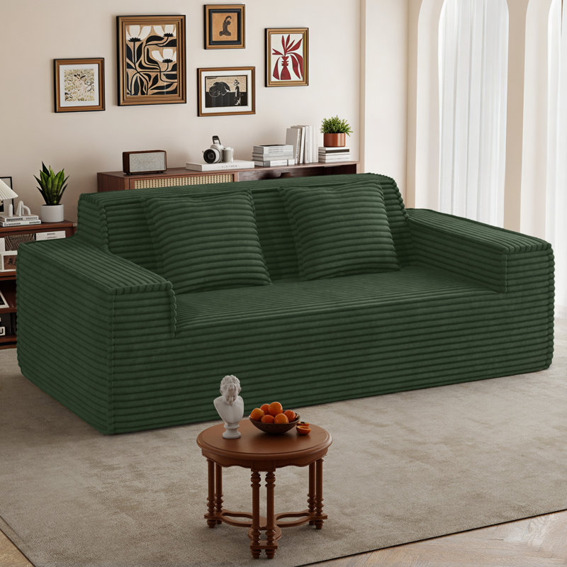 2 Seater Corduroy Loveseat, Green