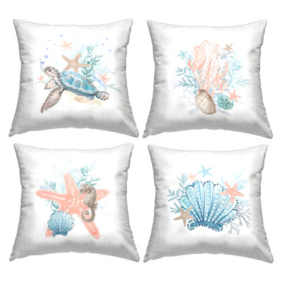 Coussin Pastel Sea Life Coral Reef