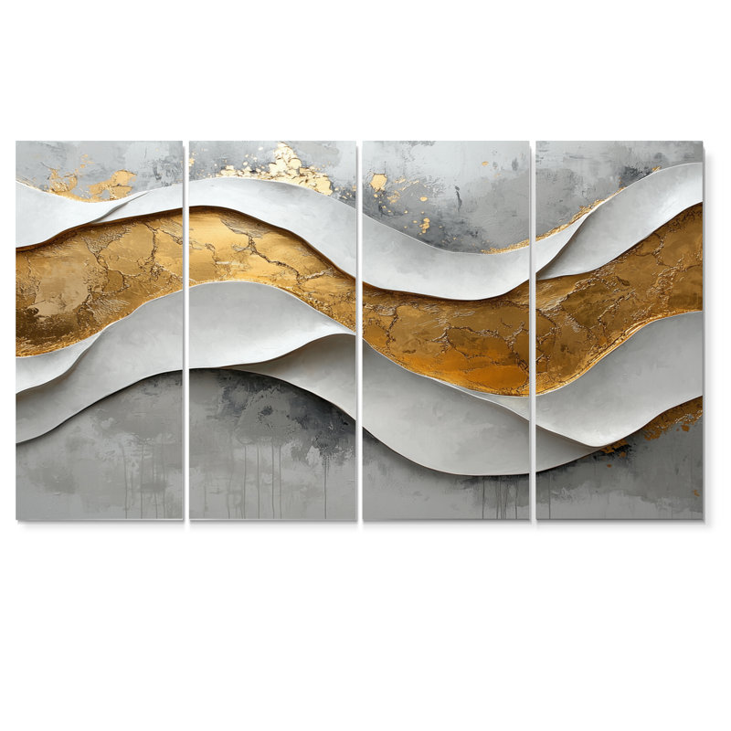 Fosteau II - art mural vagues - art mural moderne sur toile, 4, H 32 po x l 64 po