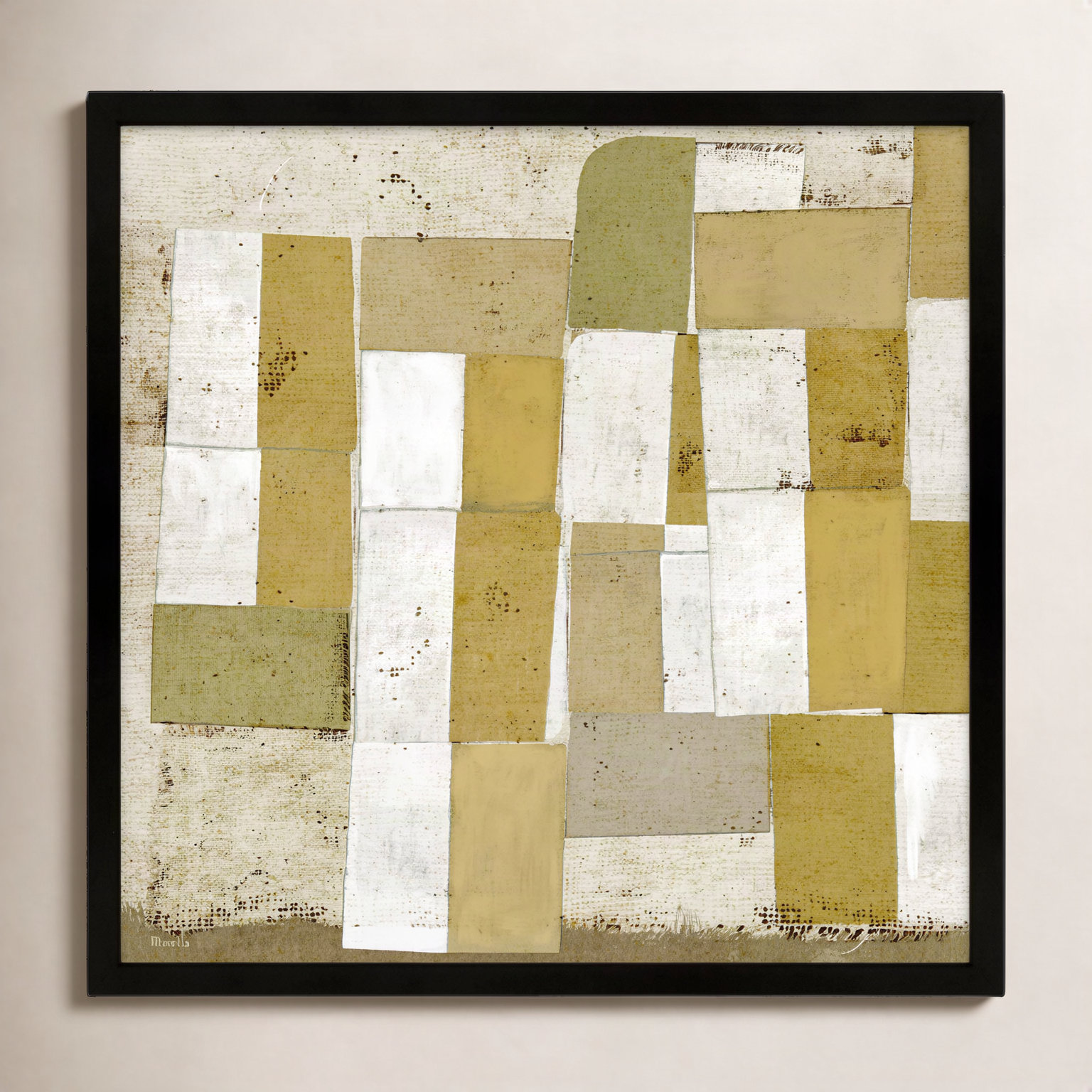 Yellow Hues by Marco Marella for Studio M - Framed Wall Art, 24" H x 24" W, Paper, Maple