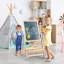 Chevalet en bois pour enfants avec planche à dessin à double face, tableau blanc 3 en 1 et tableau noir effaçable à sec, chevalet rotatif à 360 ° pour tout-petits