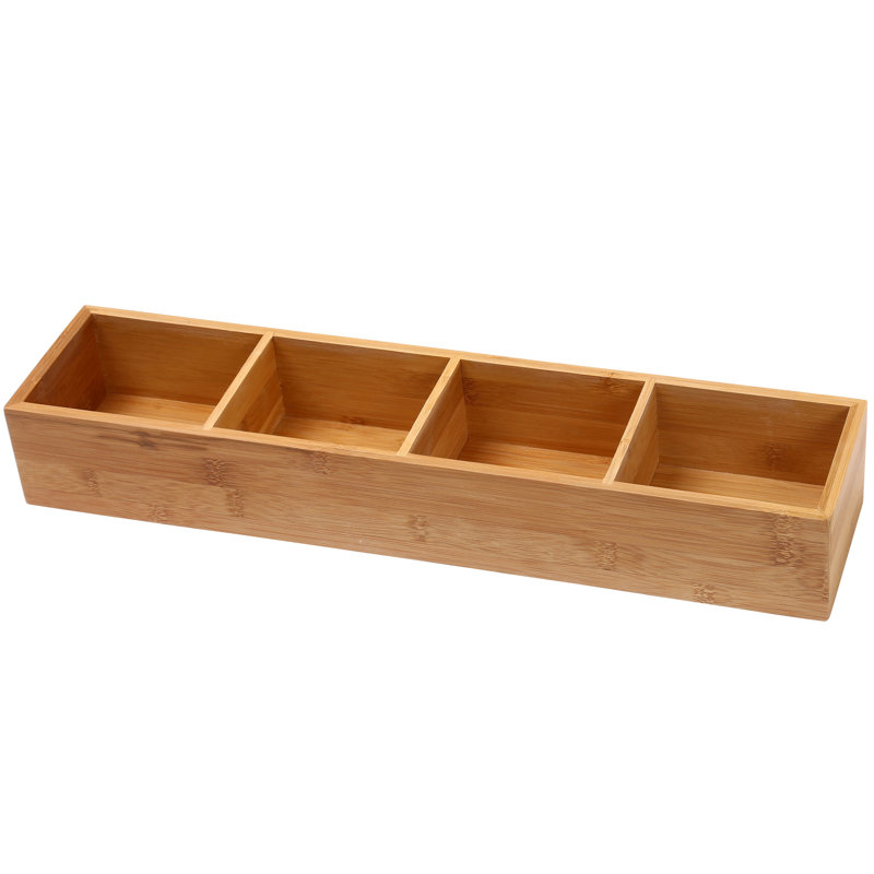 Bamboo 4 Compartment 2.5"H x 4"W x 17.5"D Drawer Organizer