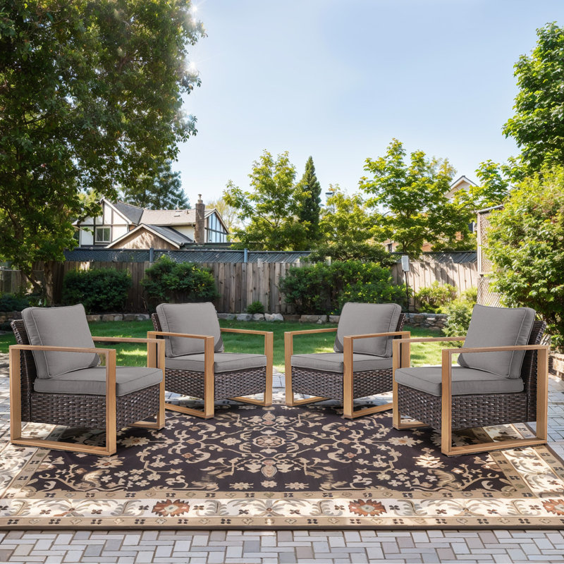 Chaise de patio avec coussins Kelyse, Gris / brun