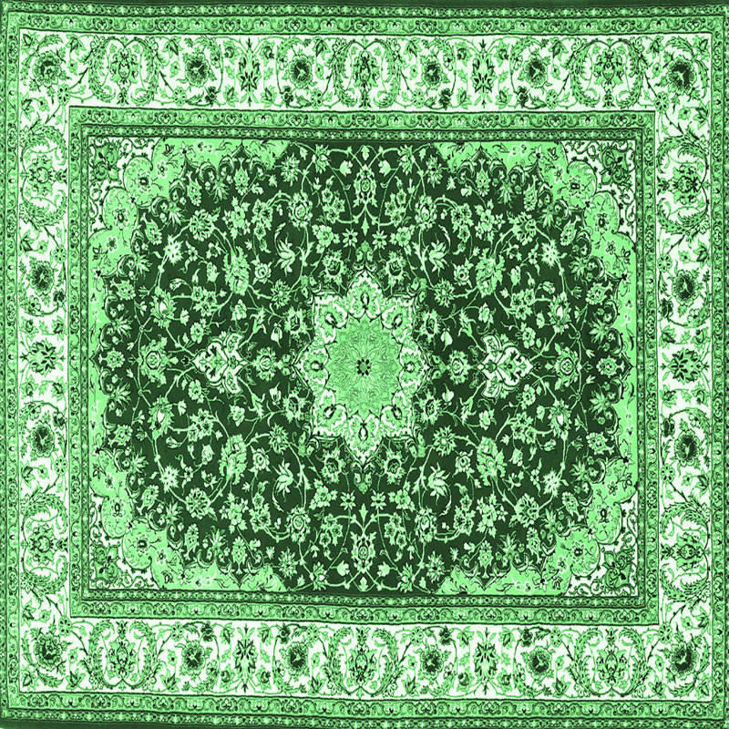 Tapis traditionnel vert émeraude 3538, Carré 8 pi
