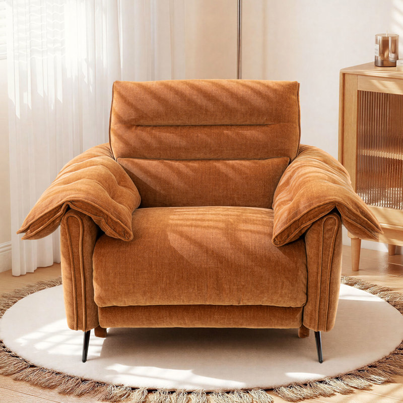 Fauteuil inclinable électrique moderne avec chargement USB, Mélange de polyester brun