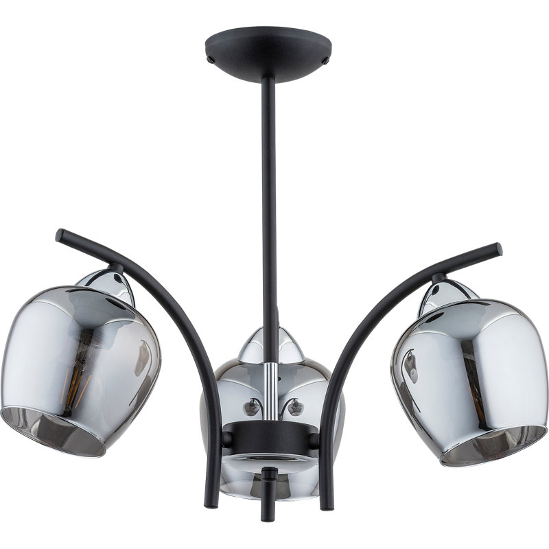 Dickens 3 - Light Shaded Chandelier, Chrome, Graphite