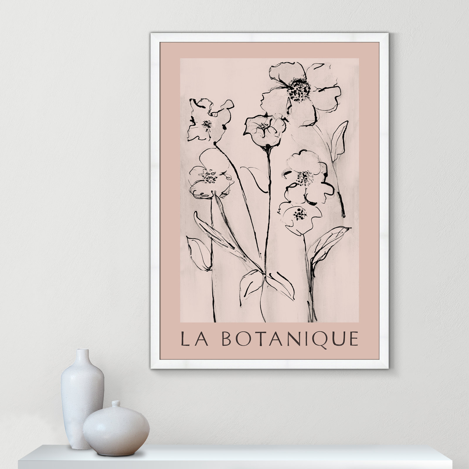 Botanical Poster Collection " La Botanique " by Susan Jill, No, White Single Picture Frame, 55" H x 39" W x 1.25" D