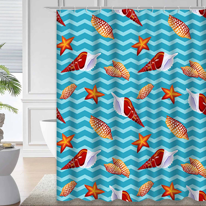 Rideau de douche imperméable à motif de vagues tropicales avec 12 crochets, L 72 po x l 72 po