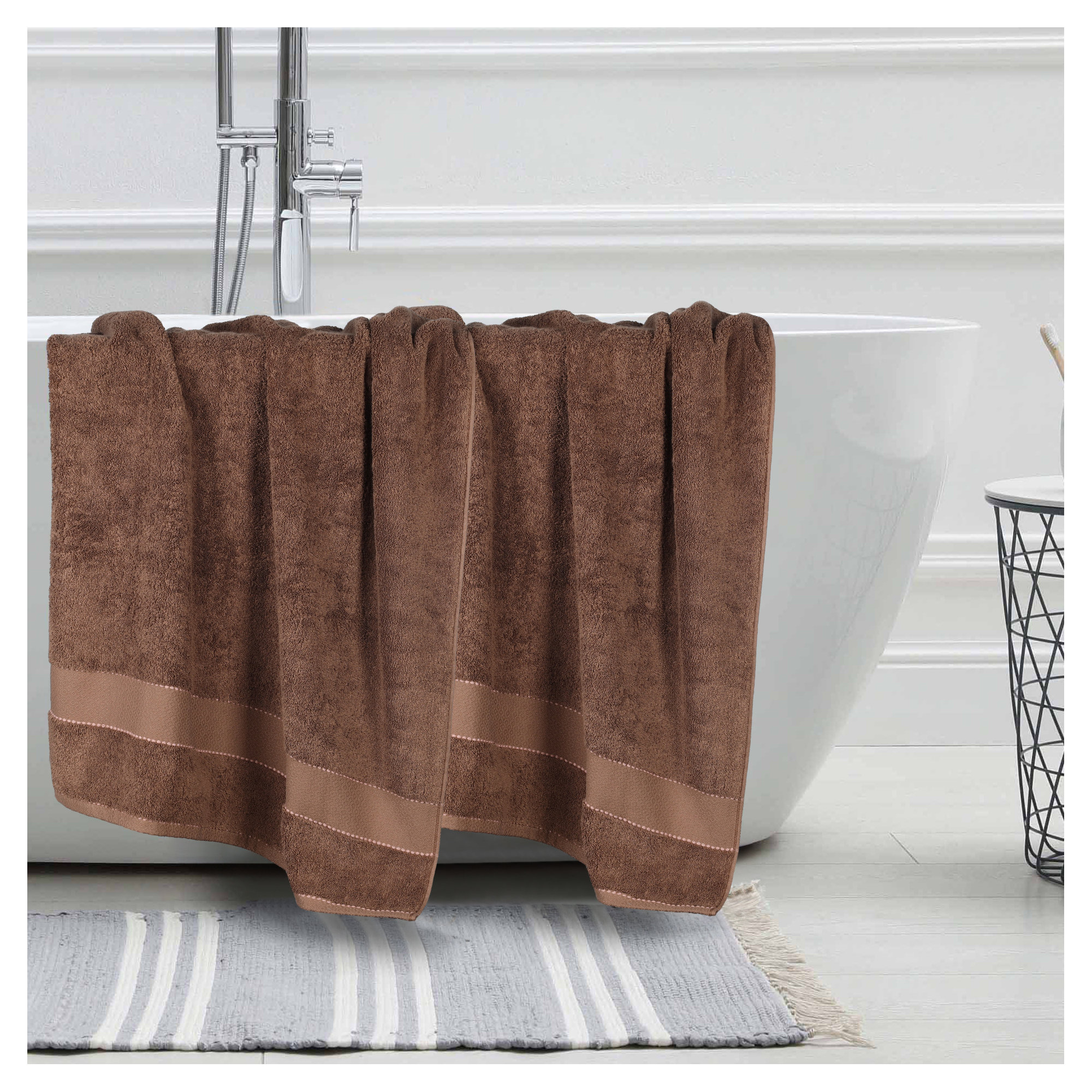 Abrianna Egyptian Giza Cotton Bath Sheet, Chocolate