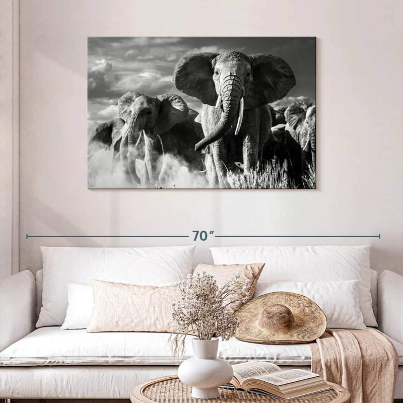 Brampt Elephant Sunset March, 30" H x 45" W