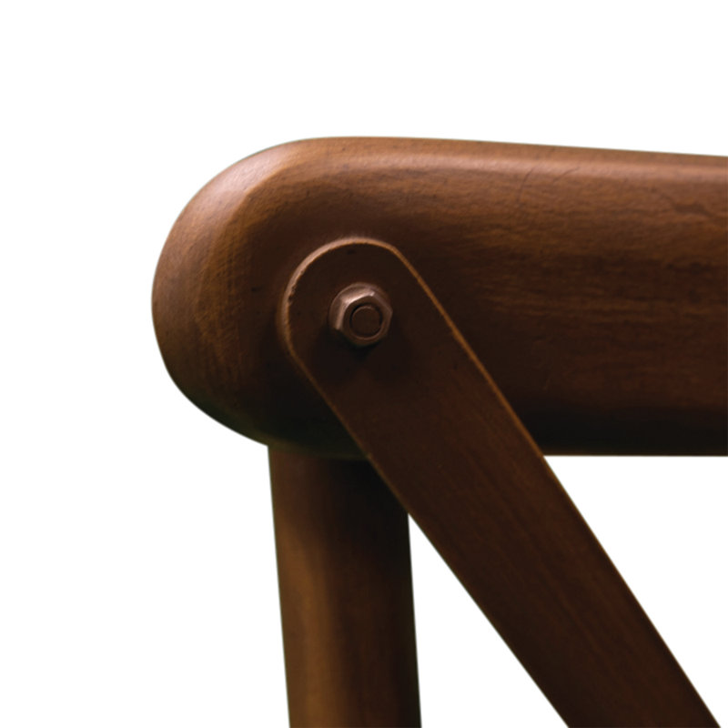 Babb 43cm H Solid Wood Cross Back Stacking Side Chair, Rustic Oak