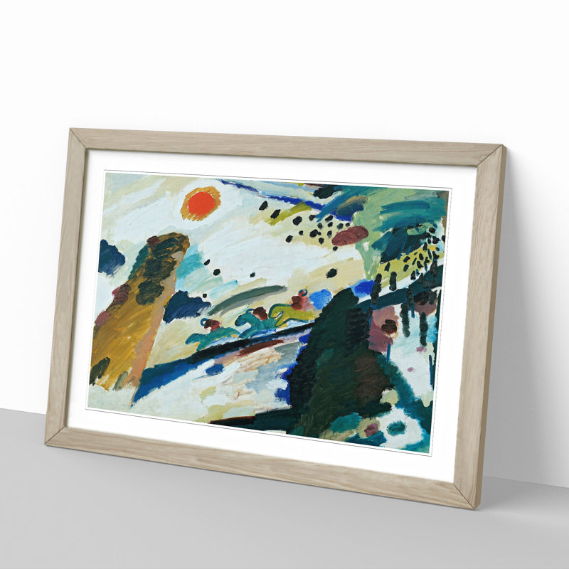Romantic Landscape by Wassily Kandinsky - Picture Frame Painting, 27cm H x 36cm W x 2cm D, Oak Framed