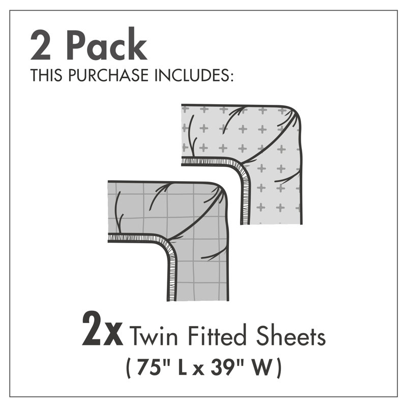 Ambesonne Tree Fitted Sheet 2-Pack Trunks of Birches Pattern Multicolor, Twin Fitted Sheet