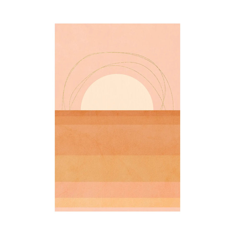 Midmod Geo III Pastel Sunset & Gold - Print on Canvas, Wrapped Canvas, 30.48 cm H x 45.72 cm W
