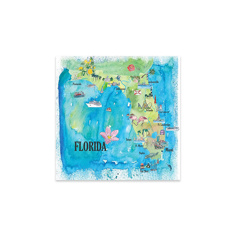 États-Unis, Floride, affiche de voyage sur verre acrylique, H 24 po x l 24 po x P 0,25 po