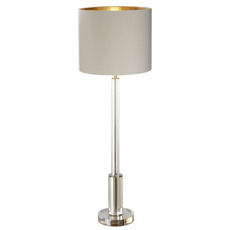 Kante Crystal Table Lamp, Antique Brass Base/Smoke Shade
