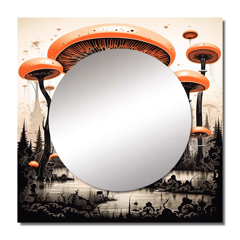 Delfim - Miroir de paysage abstrait carré pour décoration murale, 29 po x 29 po