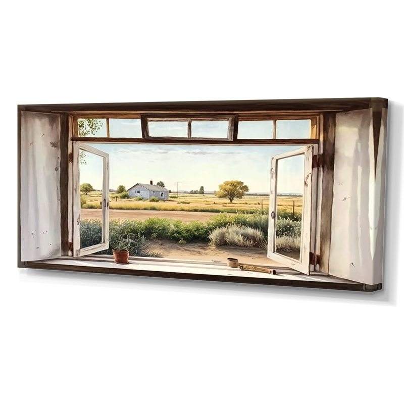«Window to Landscape Views I - Farm Landscape», art mural, H 28 po x l 60 po x P 1,5 po, Toile tendue
