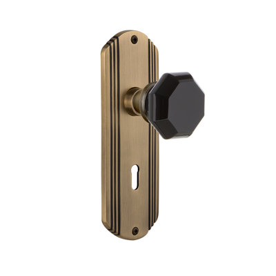 Deco Plate with Decorative Keyhole and Waldorf Black Door Knob