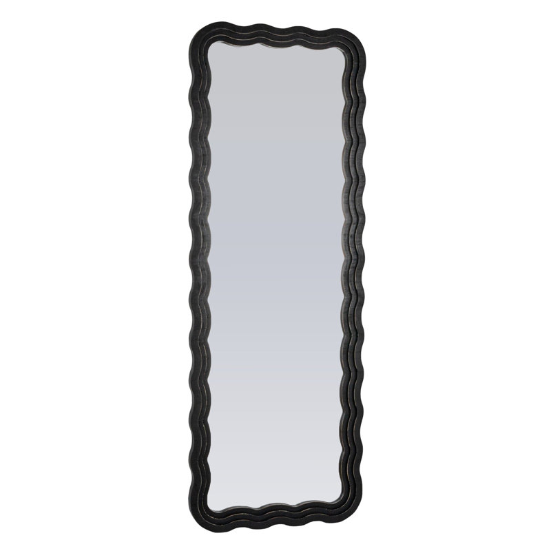Veronica Wavy Framed Wall Mirror, Black