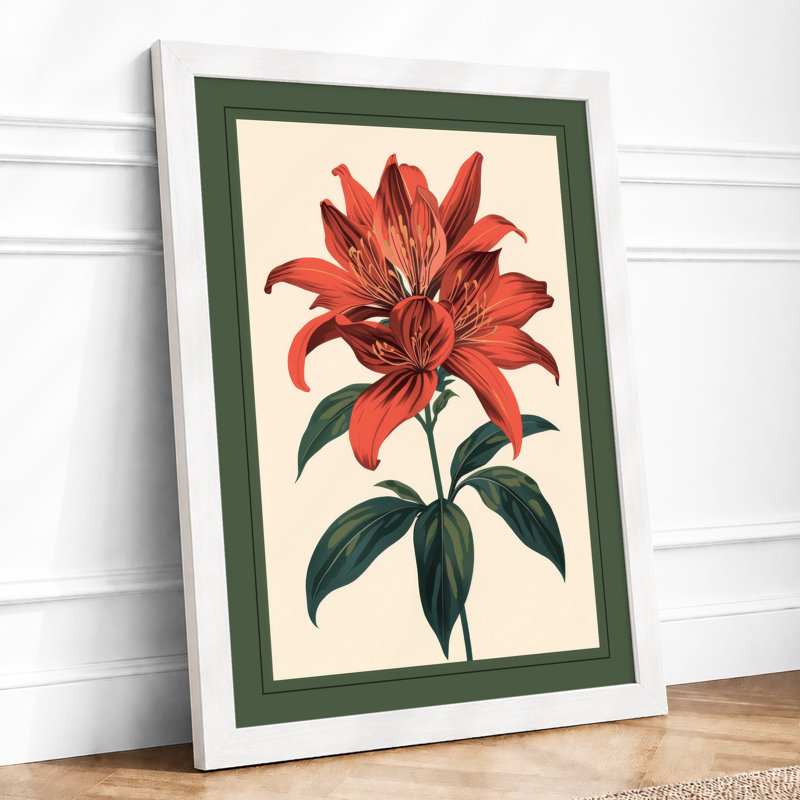 Lily Study Botanical - Framed Print, A4 - 29.7 x 21.0 cm, White