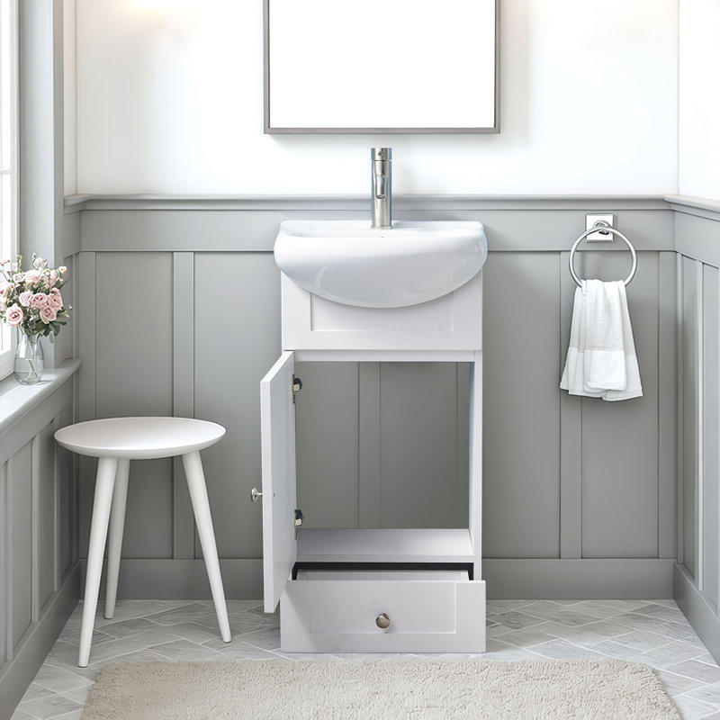 Ensemble de meuble-lavabo simple 18 po blanc, Blanc