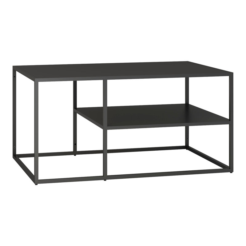 Elenna Frame Coffee Table with Storage, Black