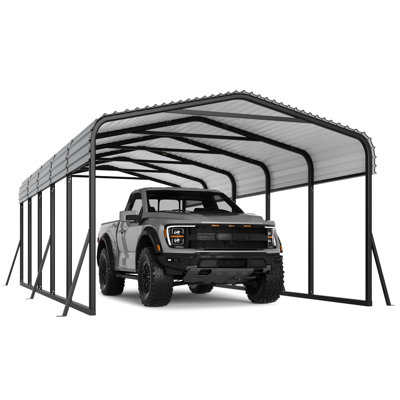 Metal Carport With Galvanized Steel Roof, Heavy Duty Metal Roof Carport With Enhanced Base, Tall Kits Garage For Tractors, Trucks, Boats, Cars