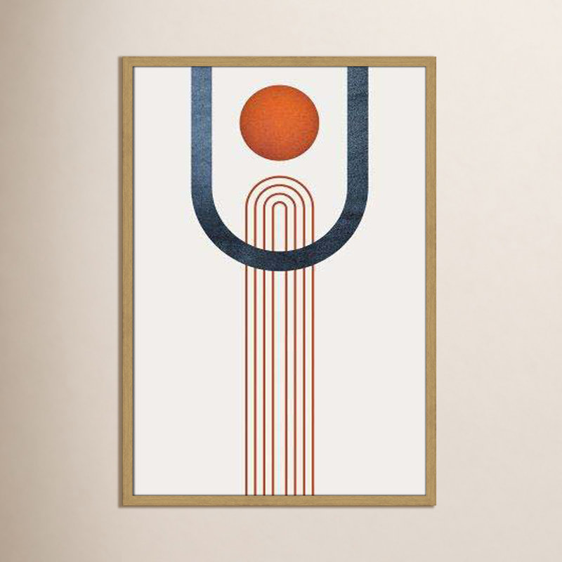 Minimaliste Mid Century Orange marine III par Urban Epiphany - art encadré en entier, H 35,5 po x l 25,5 po x P 0,75 po, Brun