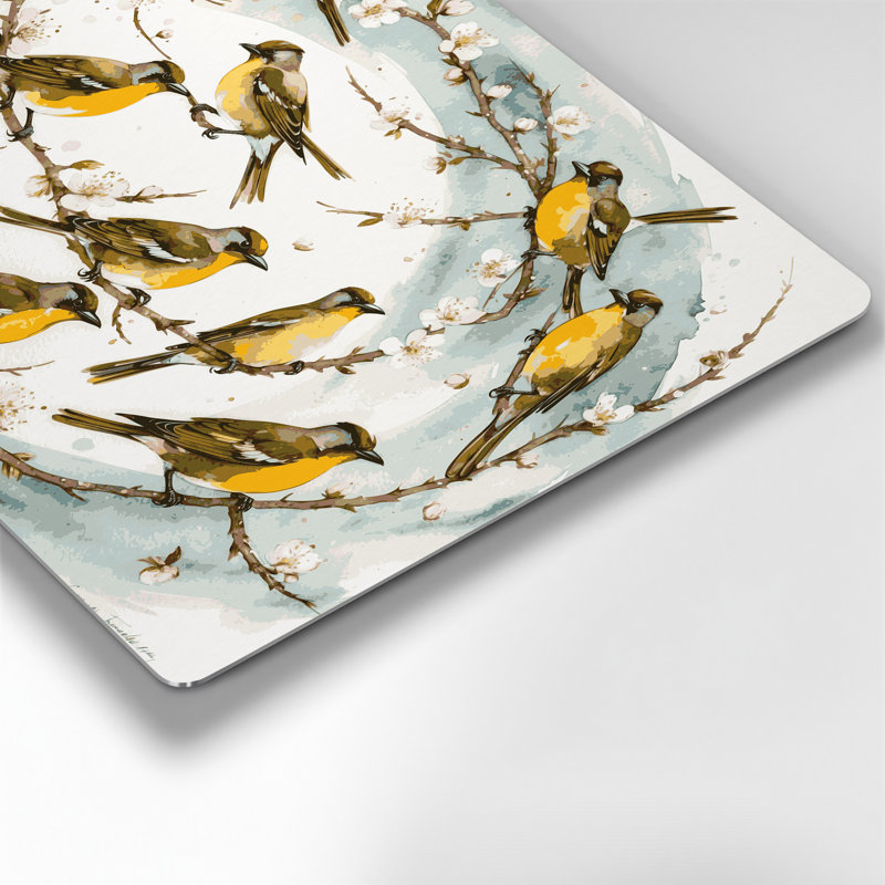 Oiseaux, art mural en métal blanc, H 144 po x l 216 po x P 0,05 po