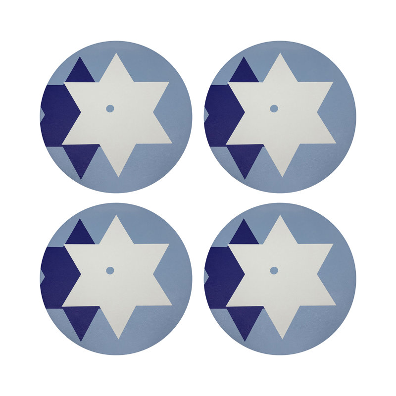 Stars Of David Vegan Leather Round Coasters
