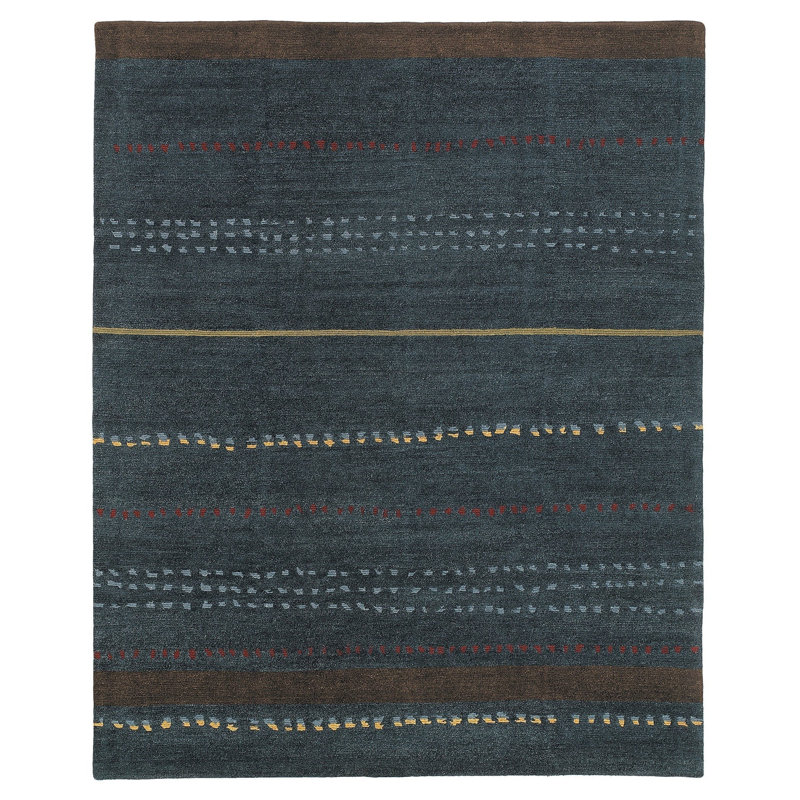 Kaibab Wool Striped Area Rug in Blue/Brown/Red, Rectangle 12' x 16'