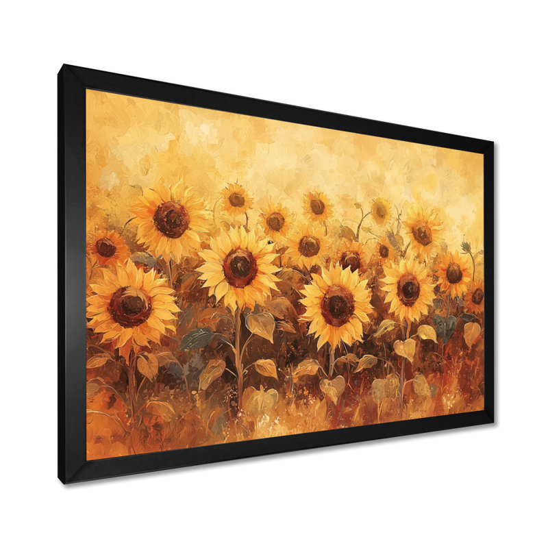 Tournesols brun récolte lueur II - tournesols, art mural, Reproduction encadrée d'une seule photo, Noir, H 12 po x l 20 po