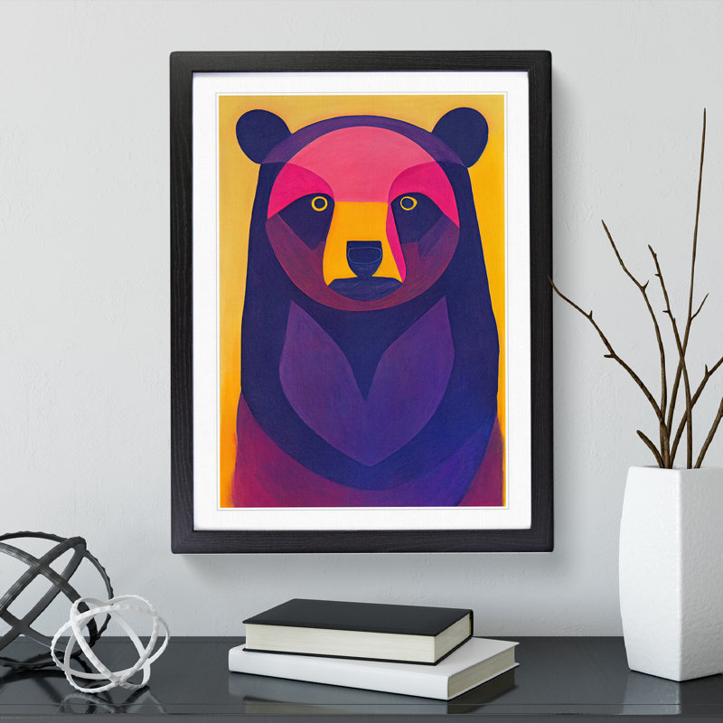 Eyes Of The Bear Abstract - Single Picture Frame Print, Black, 64cm H x 46cm W x 2cm D