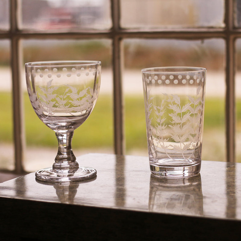Glass Fern With Dots Wine Glass