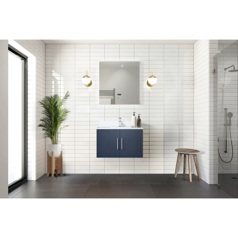 Meuble-lavabo de salle de bain 30 po X P 22 po D, avec plateau en marbre de culture, 30", Marine
